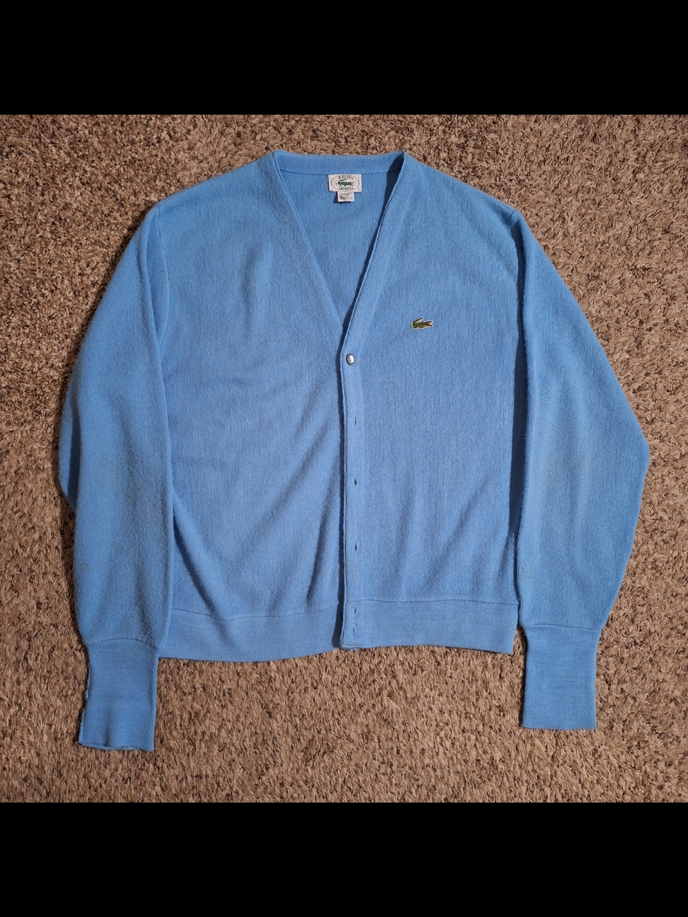 Vintage Izod Lacoste Blue Cardigan Sweater Size M